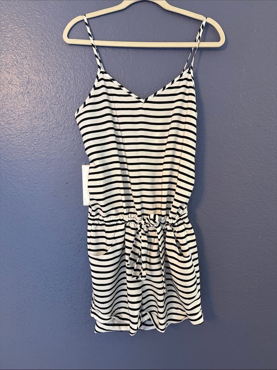 J. Crew Pants - J. Crew Navy & White Striped Tie-Waist Romper